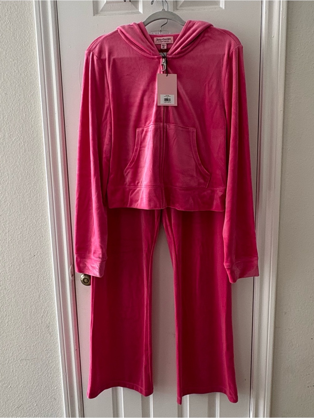 Juicy Couture Hot Pink Velour Track Jacket & Pants Set XL
